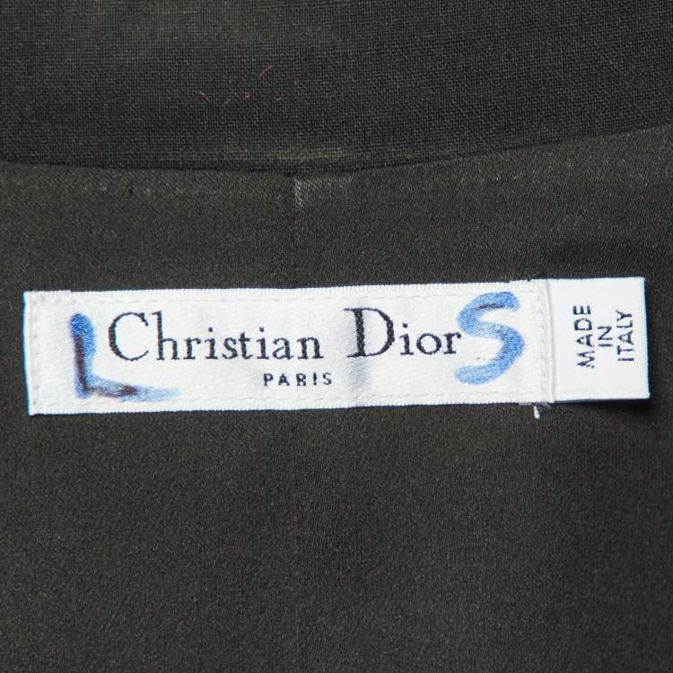 Pre Owned Dior Black Wool Bow Detail Knee Length Dress M