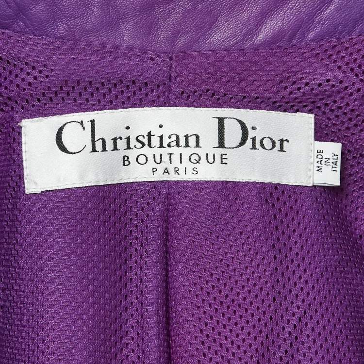 Pre Owned Dior Vintage Purple Leather Button Front Jacket M