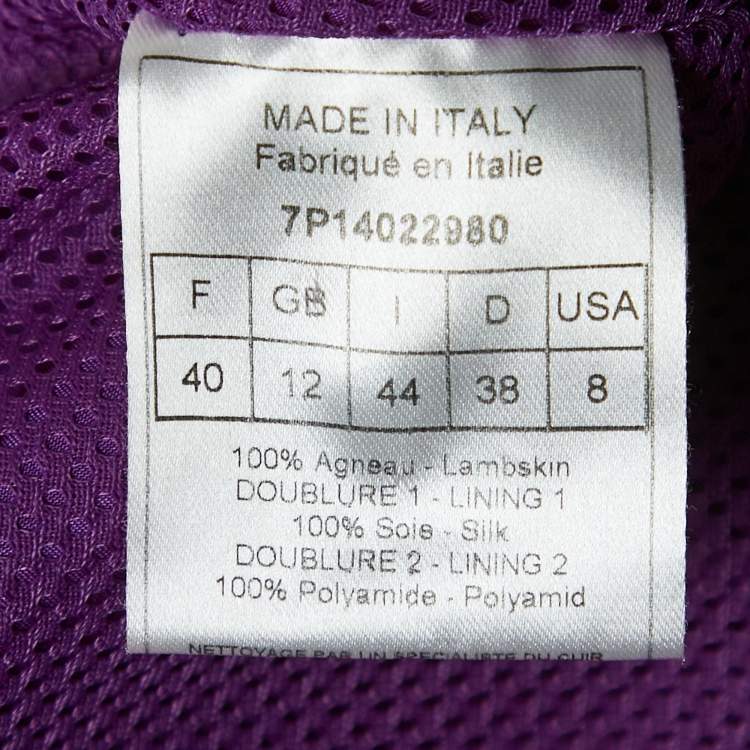 Pre Owned Dior Vintage Purple Leather Button Front Jacket M