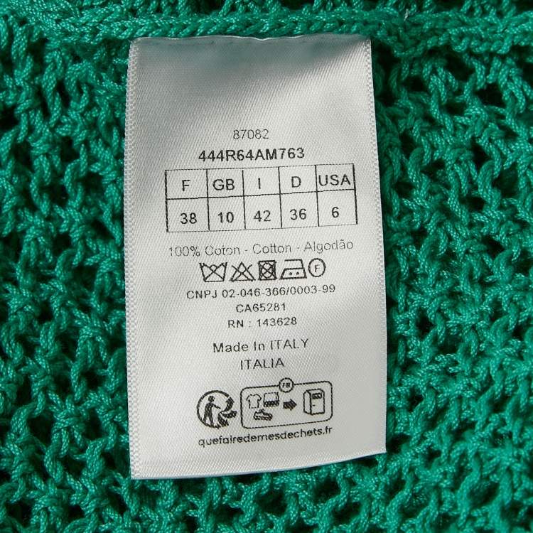 Pre Owned Christian Dior Green Crochet Sheer Mini Dress M