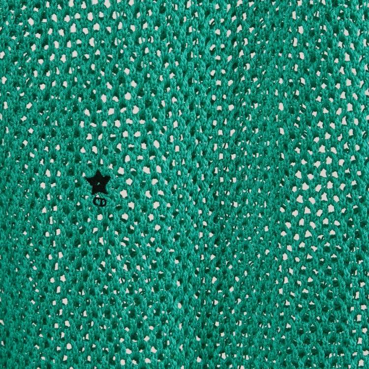 Pre Owned Christian Dior Green Crochet Sheer Mini Dress M