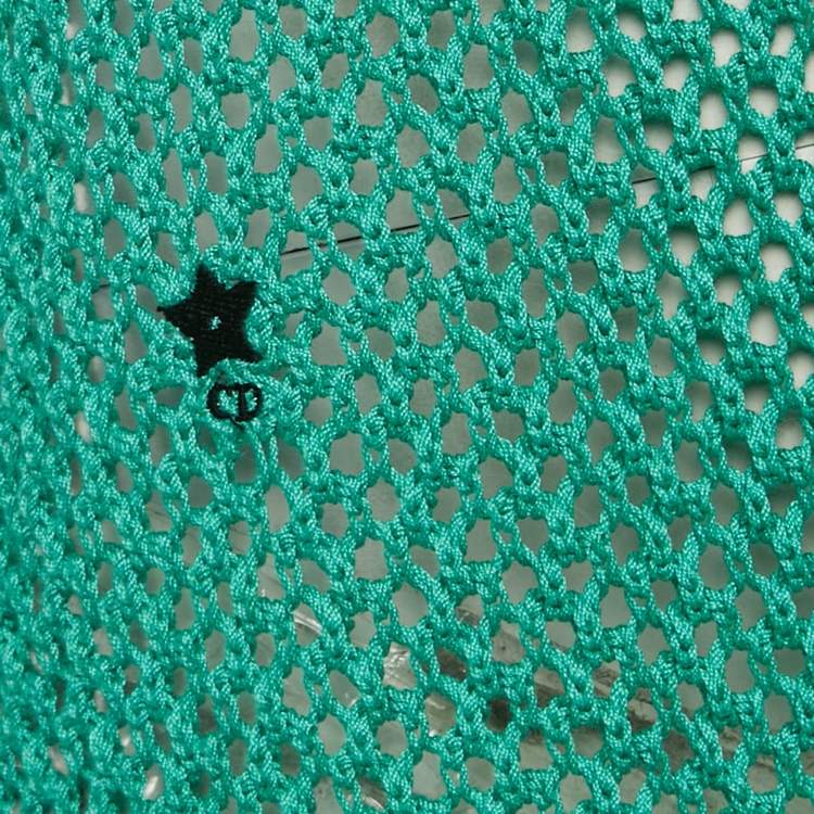 Pre Owned Christian Dior Green Crochet Sheer Mini Dress M