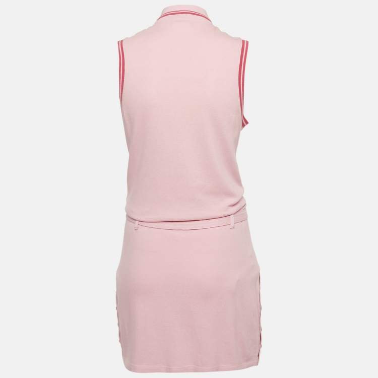 Pre Owned Christian Dior Boutique Pink Cotton Pique Printed Sleeveless T-Shirt Dress M