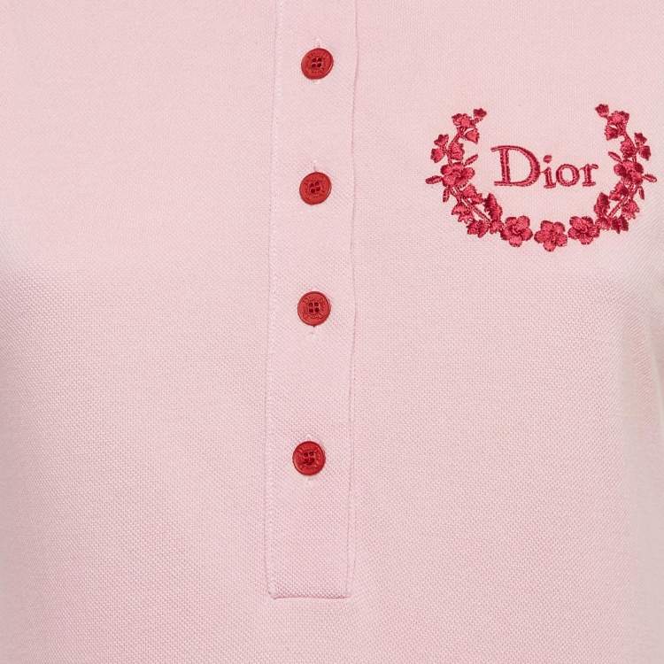 Pre Owned Christian Dior Boutique Pink Cotton Pique Printed Sleeveless T-Shirt Dress M