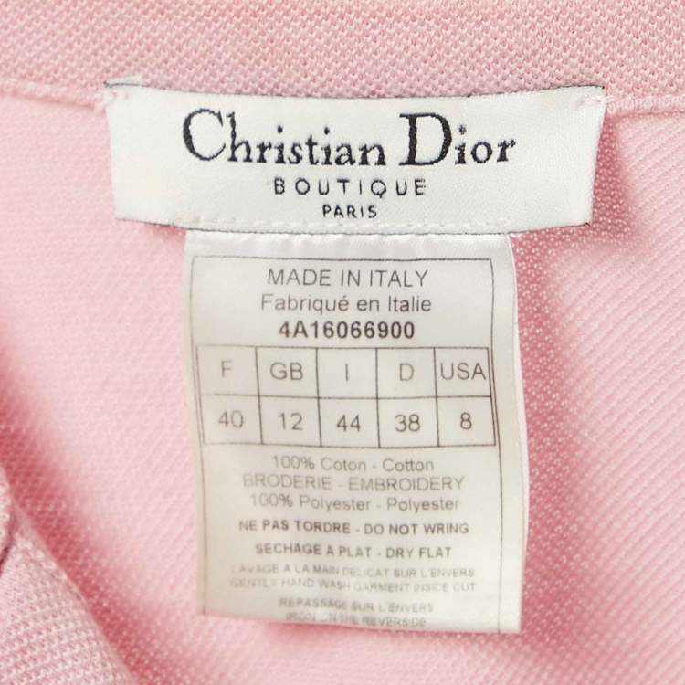 Pre Owned Christian Dior Boutique Pink Cotton Pique Printed Sleeveless T-Shirt Dress M