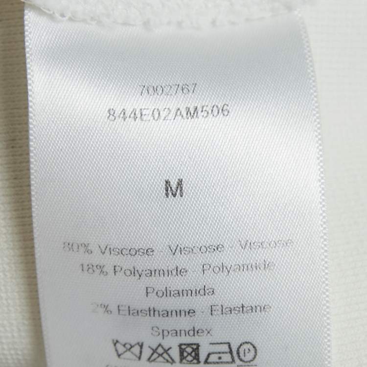 Pre Owned Christian Dior White Logo Band Detail Knit Bralette Top M
