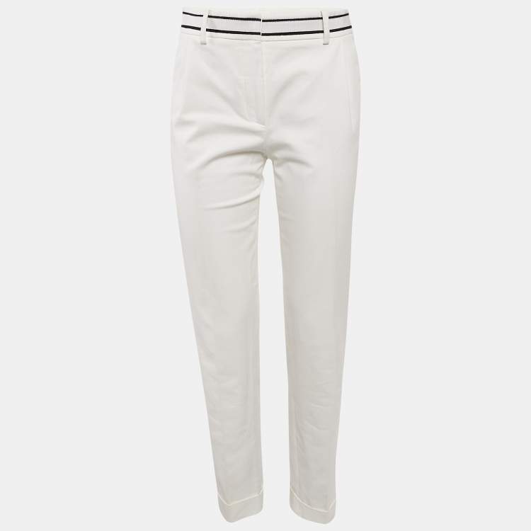 Pre Owned Christian Dior White Gabardine Tapered Trousers S