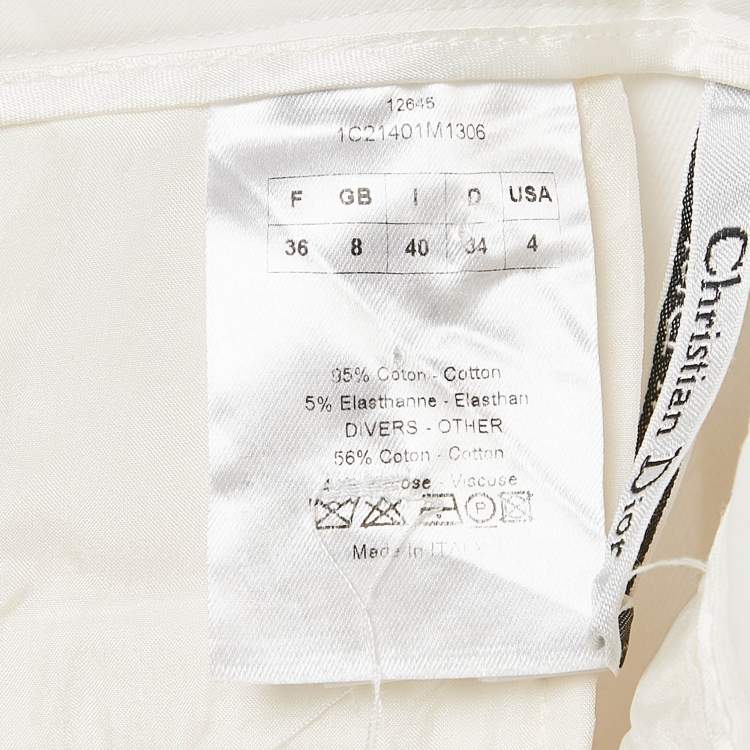 Pre Owned Christian Dior White Gabardine Tapered Trousers S