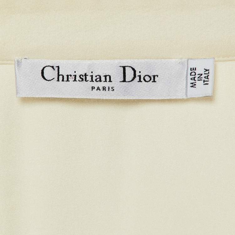 Pre Owned Christian Dior Cream Silk Georgette Button Front Shirt L