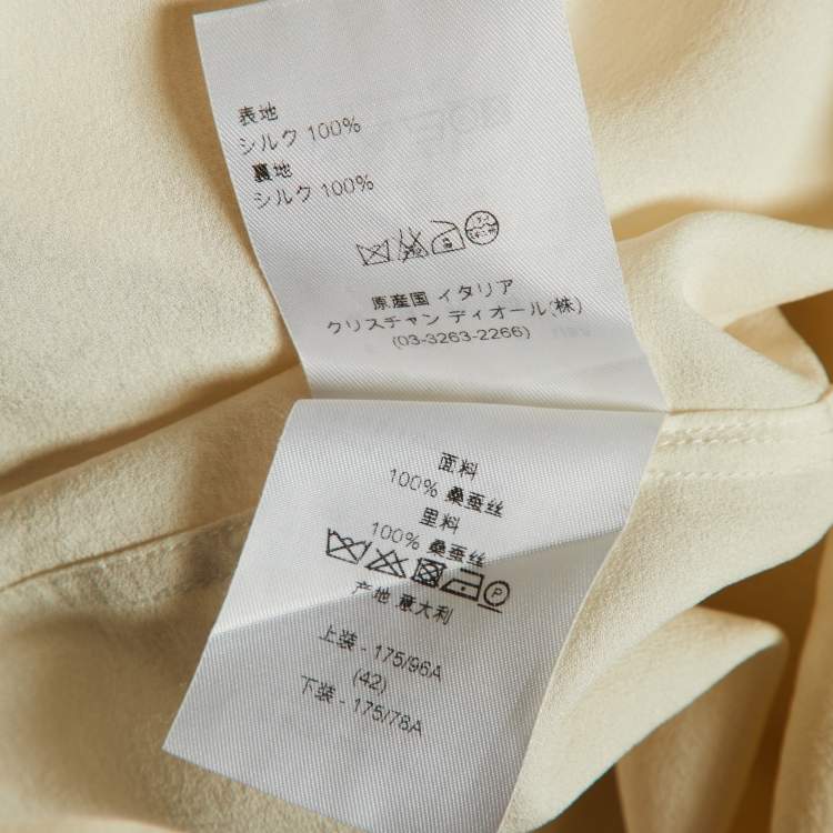 Pre Owned Christian Dior Cream Silk Georgette Button Front Shirt L