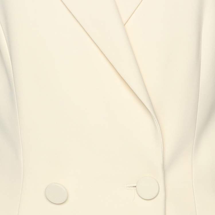 Pre Owned Dior Cream Silk Blend Badge Embellishment Double Breasted Coat Dress M