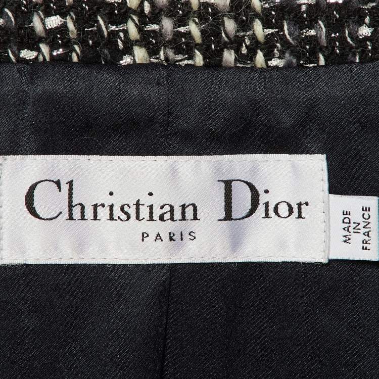 Pre Owned Dior Black Lurex Tweed Double Breasted Sleeveless Jacket M
