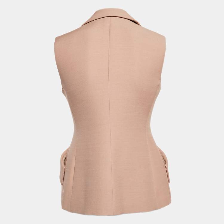 Pre Owned Dior Pink Silk Blend Single Breasted Vest M