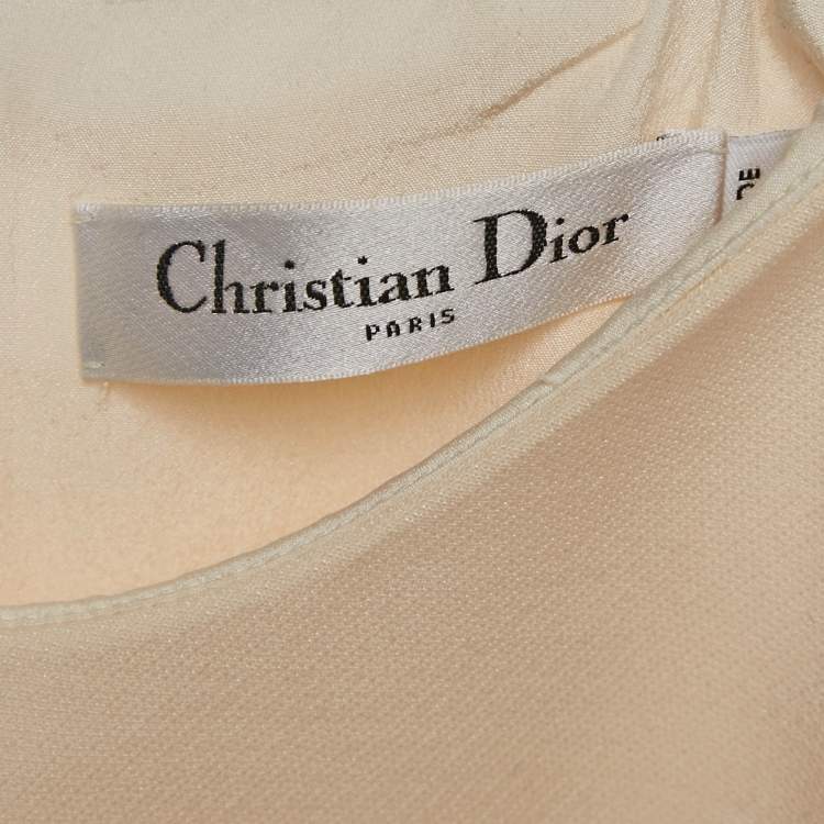 Pre Owned Dior Cream Wool Midi Dress XL