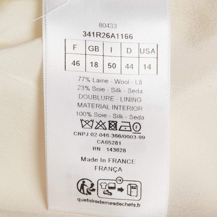 Pre Owned Dior Cream Wool Midi Dress XL