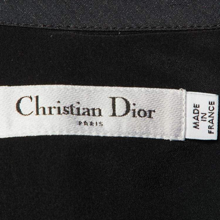 Pre Owned Dior Navy Blue Silk Blend Wrap Midi Dress M