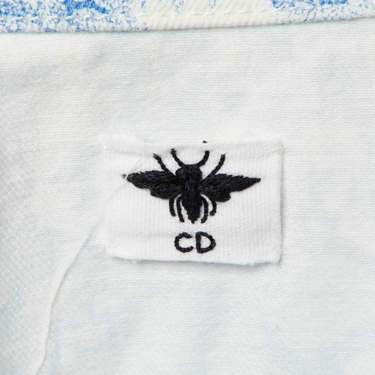 Pre Owned Christian Dior White Dioriviera Print Denim Button Front  Jacket M