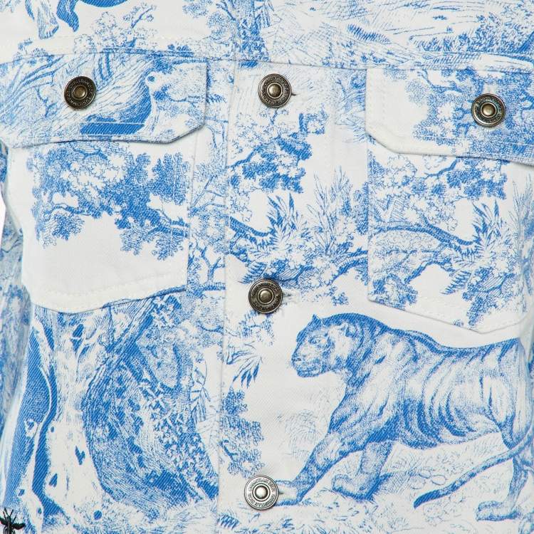 Pre Owned Christian Dior White Dioriviera Print Denim Button Front  Jacket M