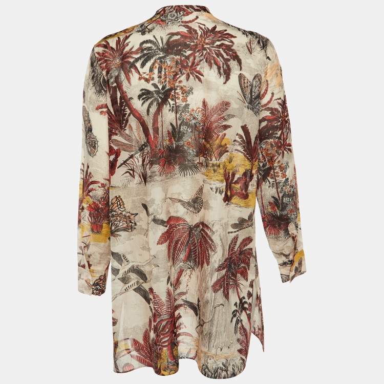 Pre Owned Christian Dior Multicolor Printed Cotton Tunic L