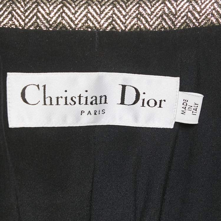 Pre Owned Dior Metallic Herringbone Lurex Double Breasted Blazer S
