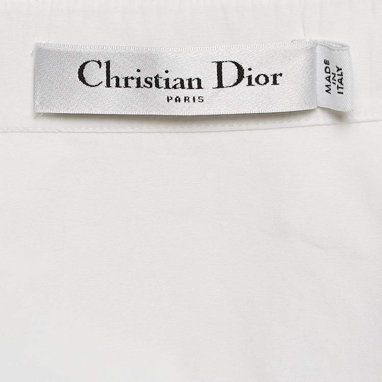 مملوكة مسبقًا Christian Dior White Paneled Cotton Shirt S