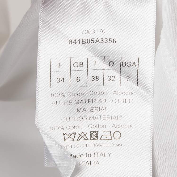 مملوكة مسبقًا Christian Dior White Paneled Cotton Shirt S