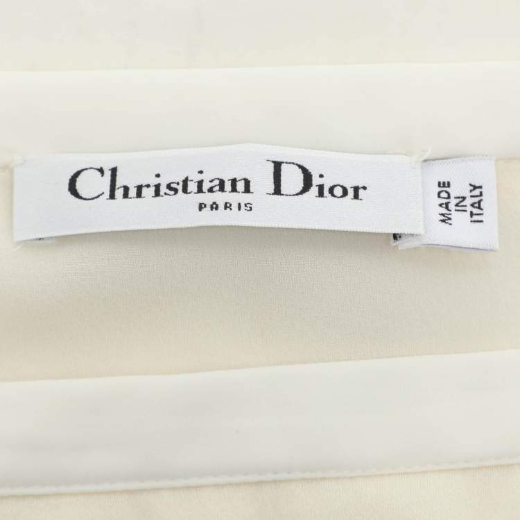 Pre Owned Dior Cream Chiffon Midi Skirt M