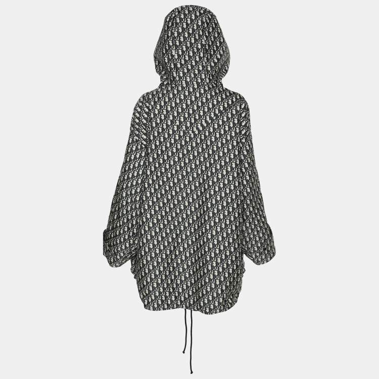 Pre Owned Dior Beige/Navy Blue Oblique Jacquard Hooded Anorak Jacket XS