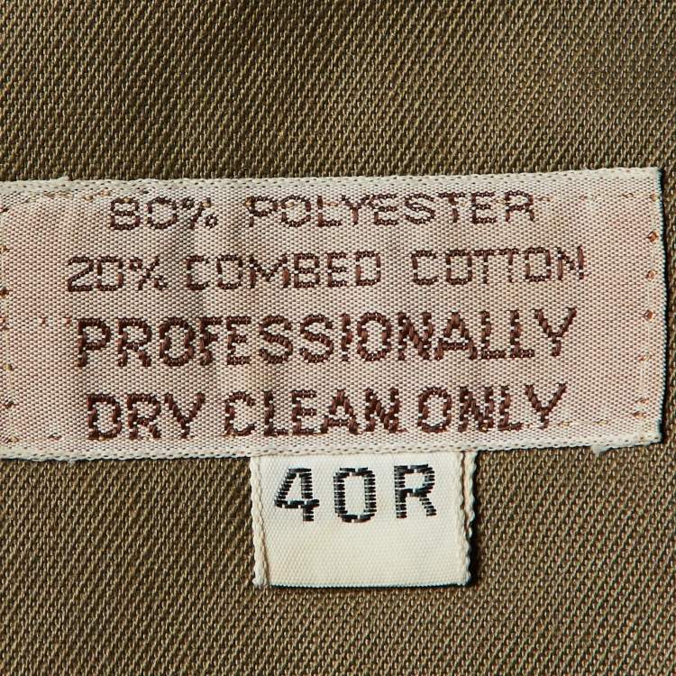 Pre Owned Christian Dior Vintage Khaki Green Cotton Blend Long Coat S 