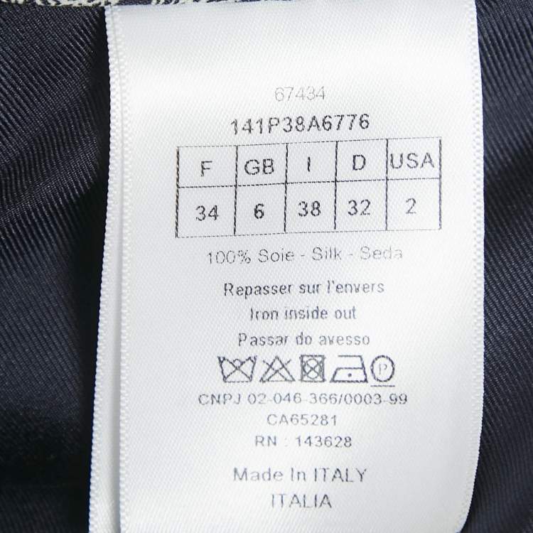 Pre Owned Dior White/Navy Blue Toile de Jouy Print Silk Pants & Top Set S