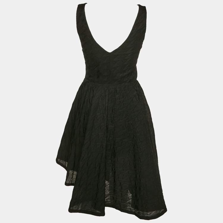 مملوكة مسبقًا Christian Dior Black Jacquard Sleeveless Flared Mini Dress M