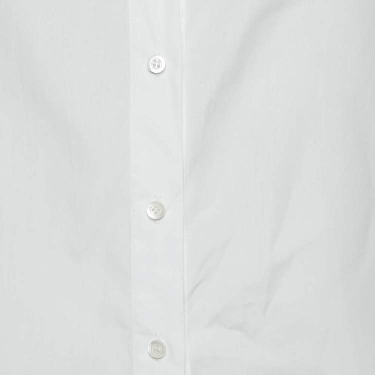 Pre Owned Christian Dior White Cotton Poplin Short Sleeve Shirt M