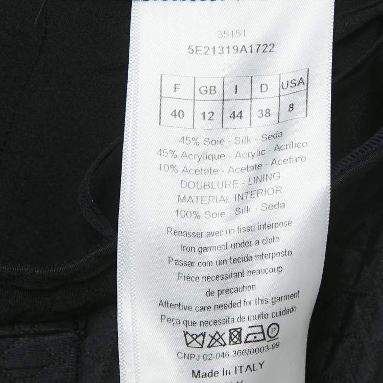 Pre Owned Dior Black Silk Blend Quilted Asymmetric Skirt M