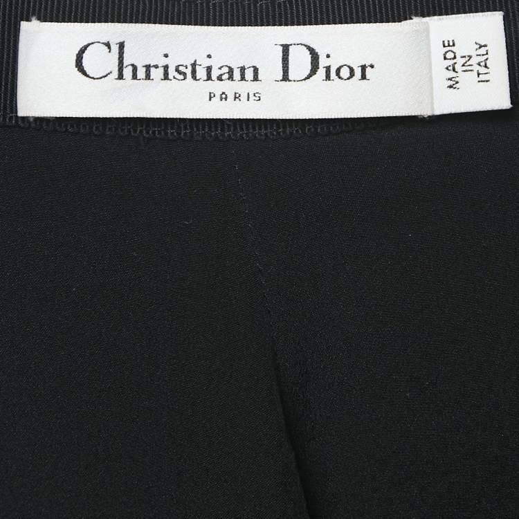 Pre Owned Dior Black Silk Blend Quilted Asymmetric Skirt M