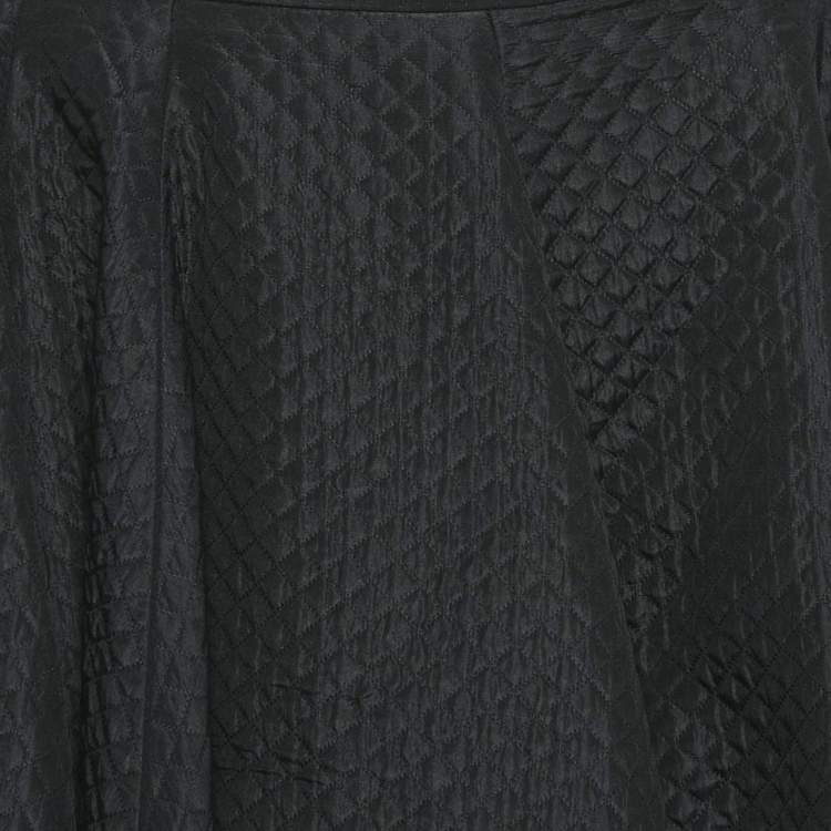 Pre Owned Dior Black Silk Blend Quilted Asymmetric Skirt M