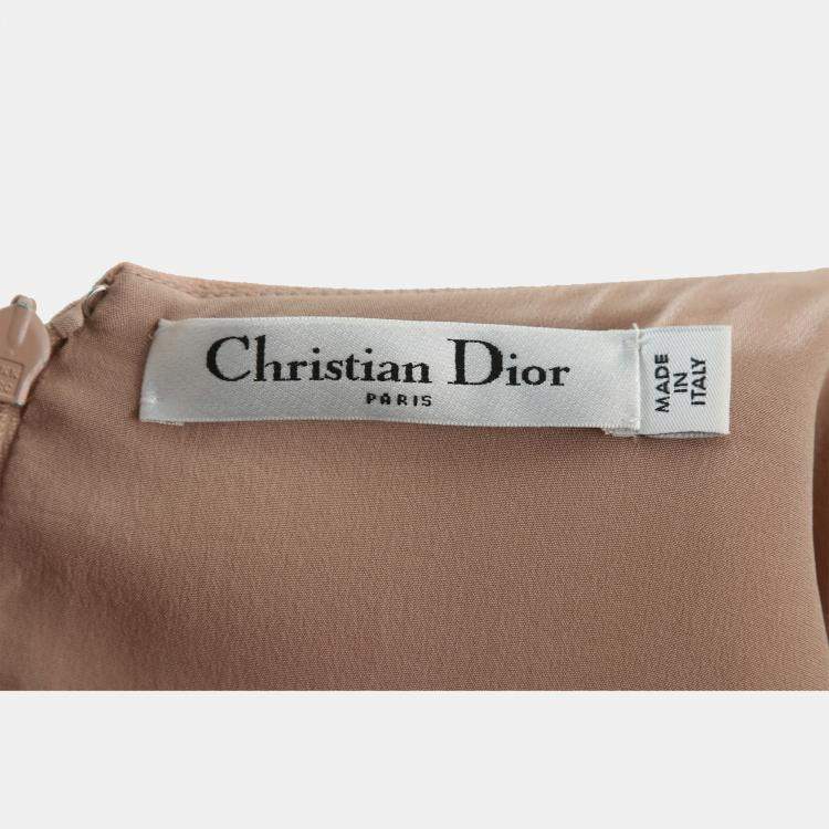 Pre Owned Dior Nude Wool and Silk U-Neck Mini Dress S