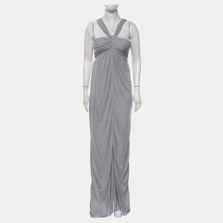 Pre Owned Dior Grey Maxi Wrap Dress UK Women 10