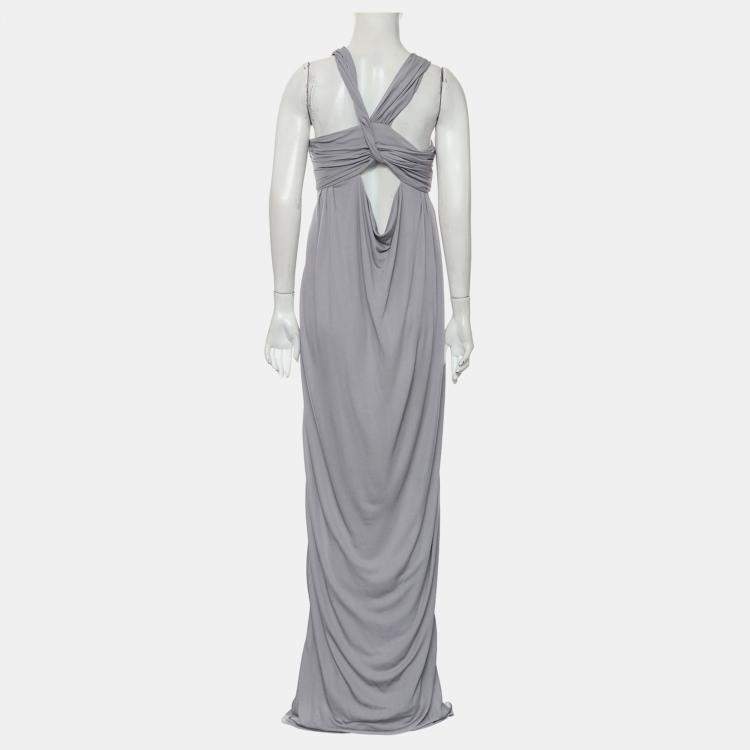 Pre Owned Dior Grey Maxi Wrap Dress UK Women 10