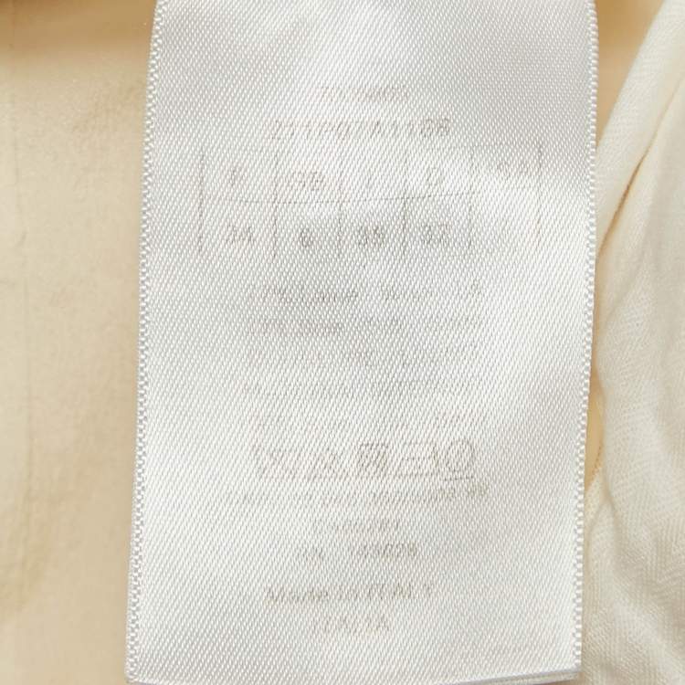 Pre Owned Christian Dior Cream Wool Wide-Leg Trousers S