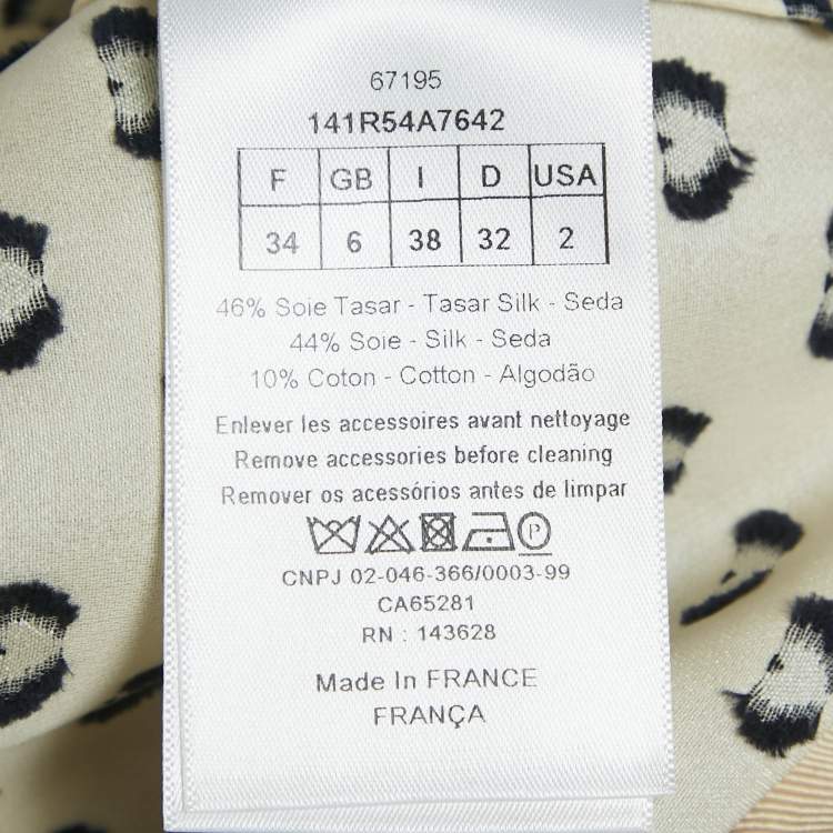 Pre Owned Christian Dior Cream Heart Jacquard Taser Silk Mini Dress S