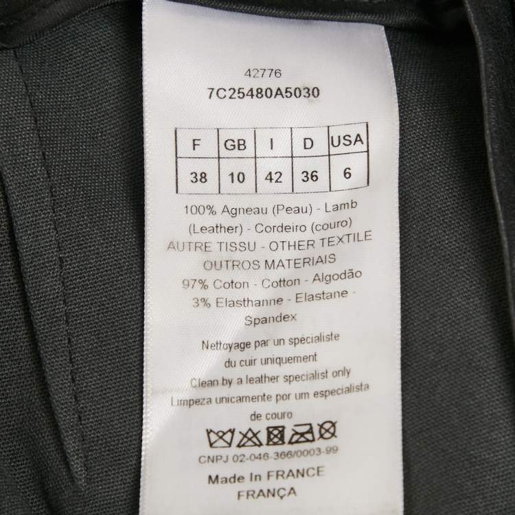Pre Owned Dior Black Leather Zip-Up Hem Detail Skinny Pants M