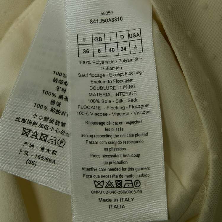 Pre Owned Christian Dior White Tulle Pleated Midi Skirt S