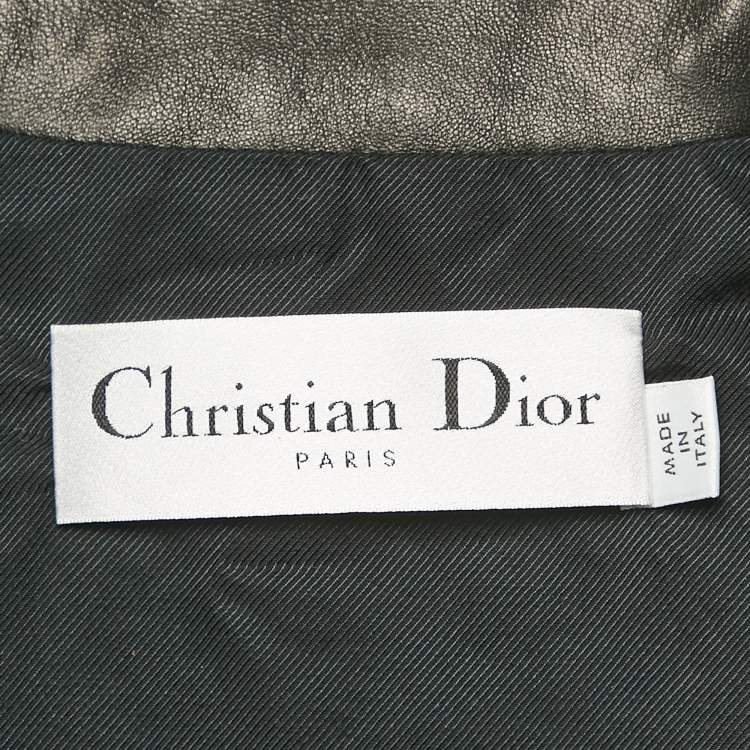 Pre Owned Christian Dior Black Snake Leather Zip-Up Jacket S