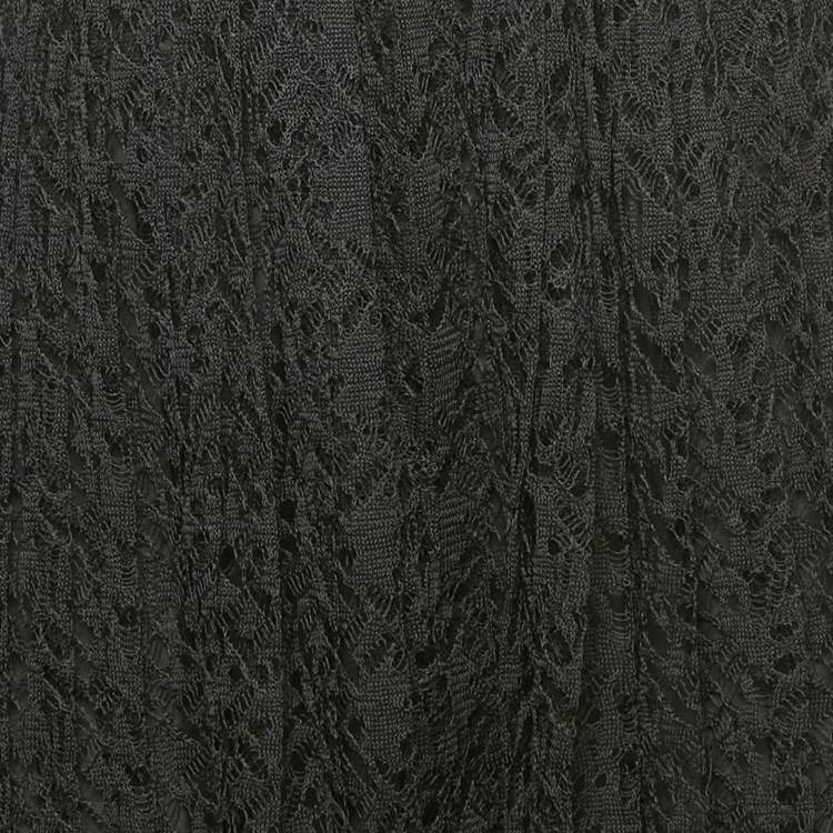 Pre Owned Christian Dior Black Silk Lace Pleated Midi Skirt S
