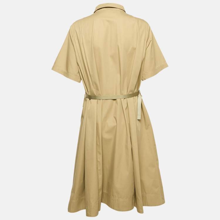 Pre Owned Christian Dior Beige Gabardine Belted Short Dress XL