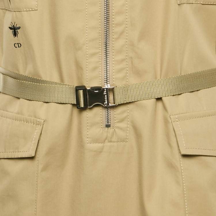 Pre Owned Christian Dior Beige Gabardine Belted Short Dress XL