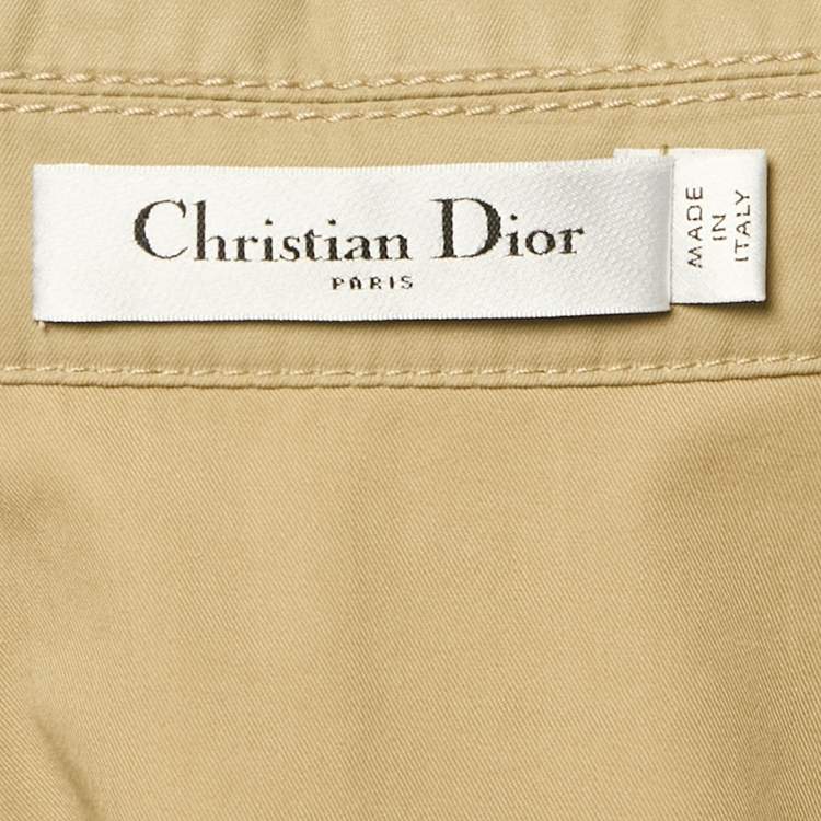 Pre Owned Christian Dior Beige Gabardine Belted Short Dress XL