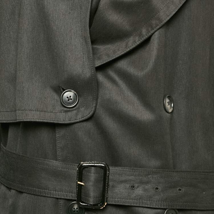 Pre Owned Christian Dior Le Connaisseur Grey Wool Blend Double Beasted Trench Coat L