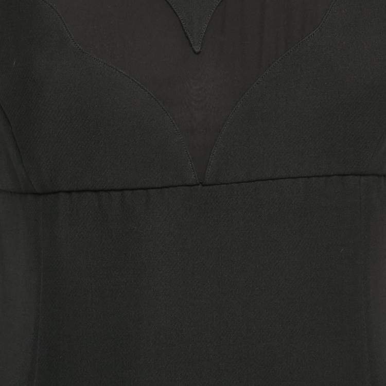 Pre Owned Christian Dior Black Wool and Crepe Sleeveless Mini Dress M