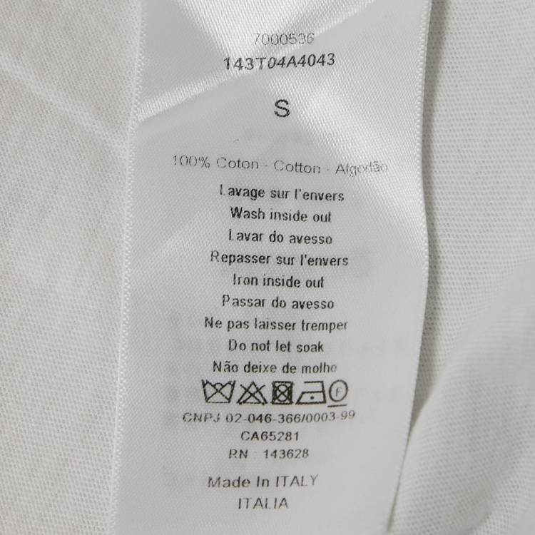 Pre Owned Christian Dior White Logo Intarsia Jersey T-Shirt S